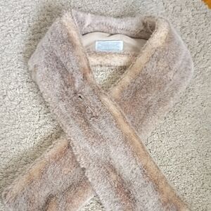 Restoration Hardware Faux Fur Scarf in Beige and Brown